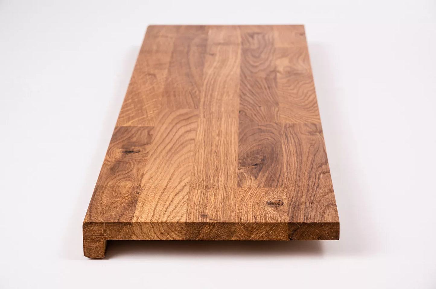 Stair tread Windowsill with overhang Oak Rustic, finger jointed lamellas, 20 mm, Natural oil