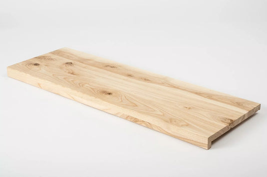 Stair tread Windowsill with overhang  Ash Rustic, full stave lamellas, 20 mm, Unfinished