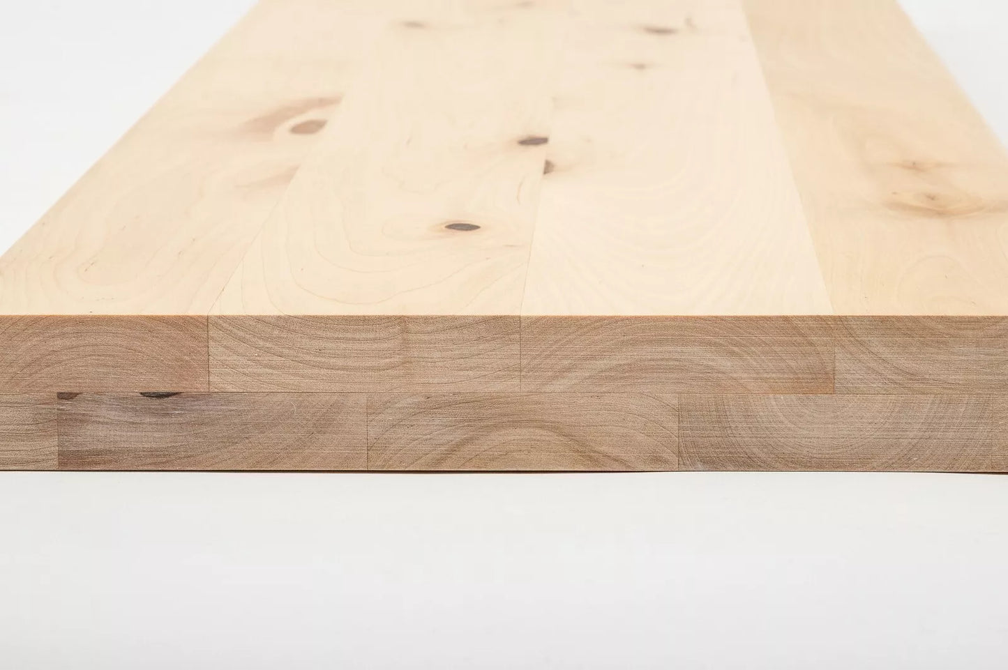 Shelf Stair tread Riser Windowsill Birch Rustic, full stave lamellas, 40 mm, 2-layer, Hard wax oil nature white