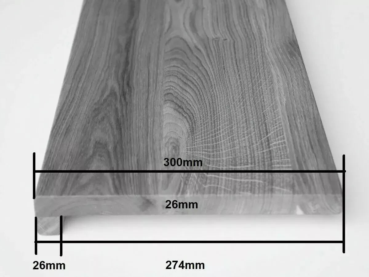 Stair tread Windowsill with overhang Steamed Beech A/B, full stave lamellas, 26 mm, Unfinished