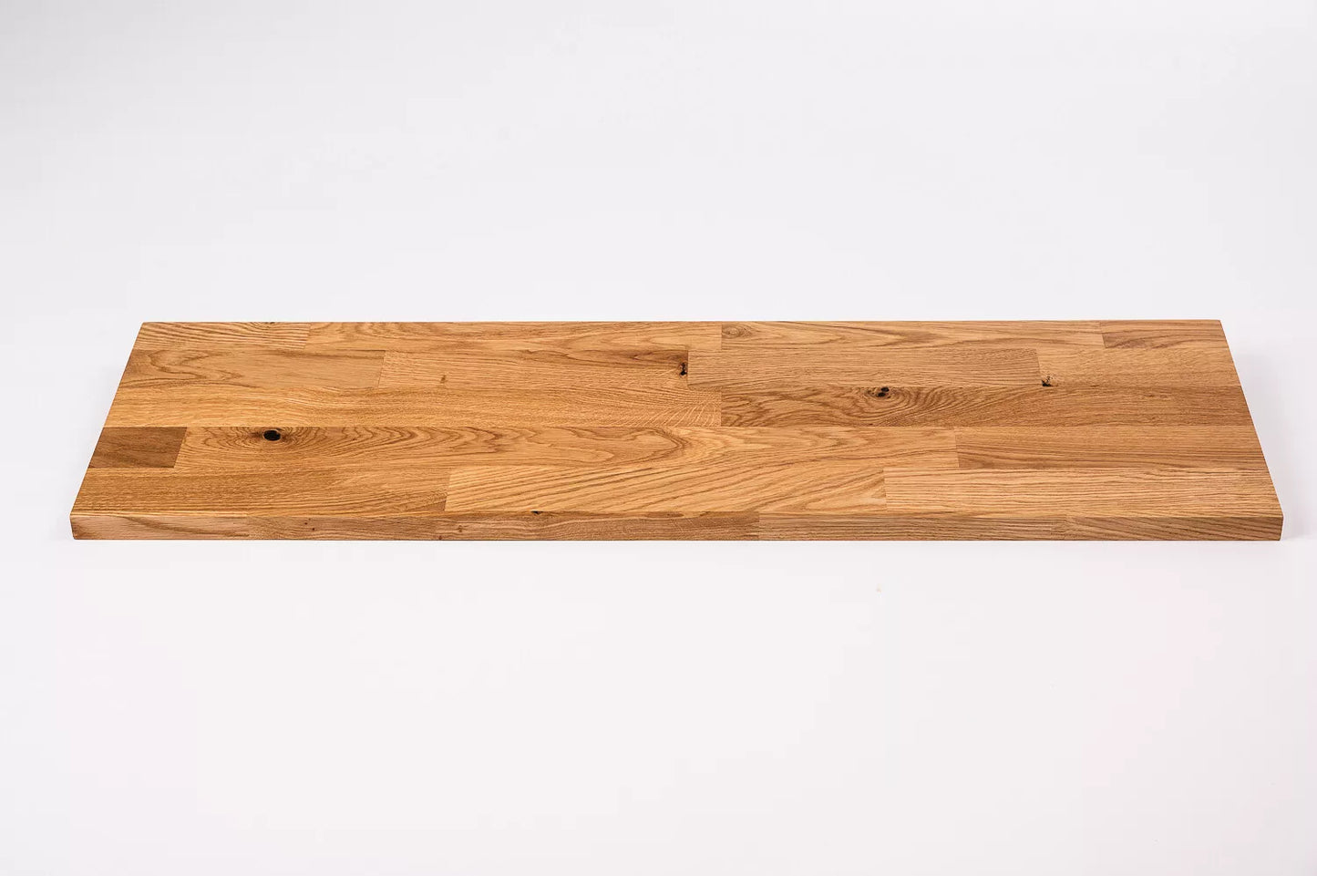 Stair tread Windowsill with overhang Oak Rustic, finger jointed lamellas, 20 mm, Matte lacquered