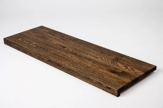 Stair tread Windowsill with overhang Oak Rustic, full stave lamellas, 26 mm, Smoked oil