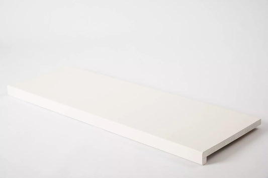 Stair tread Windowsill with overhang Oak Rustic, full stave lamellas, 26 mm, Brushed, White lacquered (RAL9010)