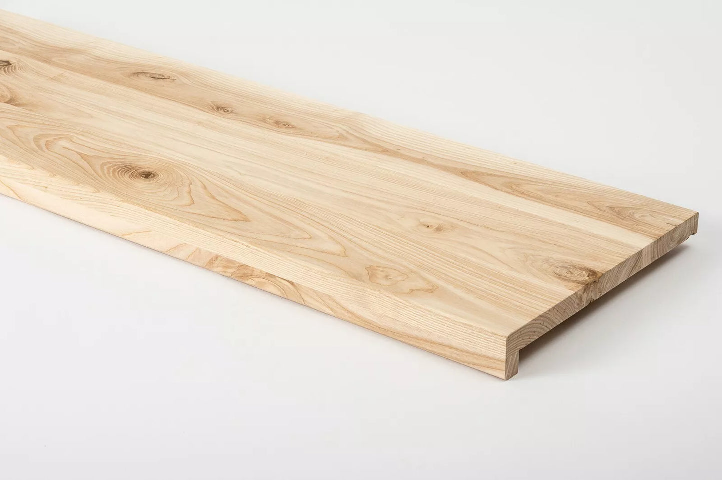 Stair tread Windowsill with overhang  Ash Rustic, full stave lamellas, 20 mm, Unfinished