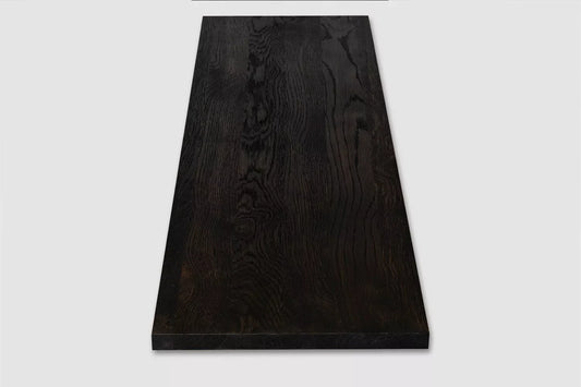 Shelf Stair tread Riser Windowsill Smoked Oak Rustic, full stave lamellas, 16 mm, Black oil