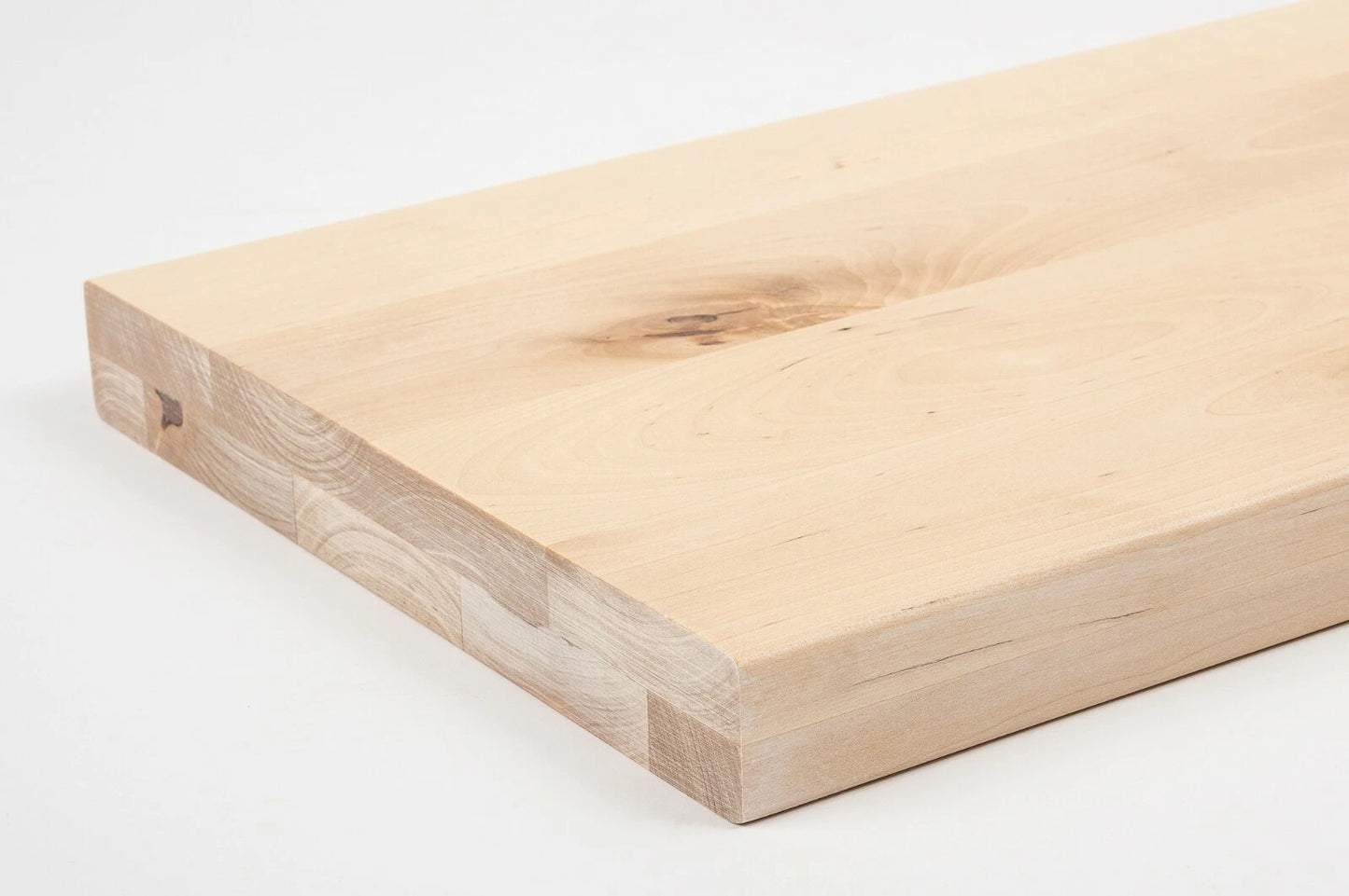 Shelf Stair tread Riser Windowsill Birch Rustic, full stave lamellas, 40 mm, 2-layer, White oil