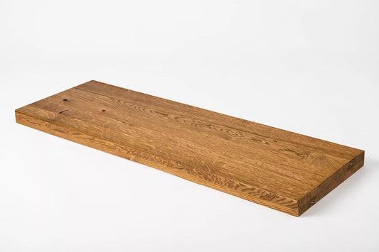 Shelf Stair tread Riser Windowsill Oak Rustic, full stave lamellas, 35 mm, 2-layer, Antique oil