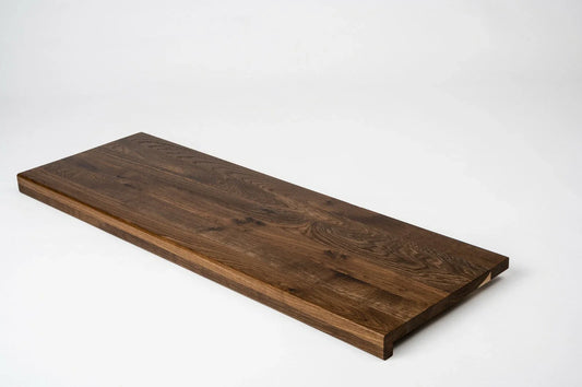 Stair tread Windowsill with overhang Smoked Oak Rustic, full stave lamellas, 16 mm, Matte lacquered