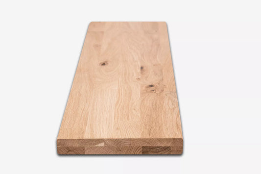 Etagère Marche d'escalier Rehausse Appui de fenêtre Chêne rustique, lamelles aboutées, 40 mm, 2 couches, huile de cire dure Blanc naturel
