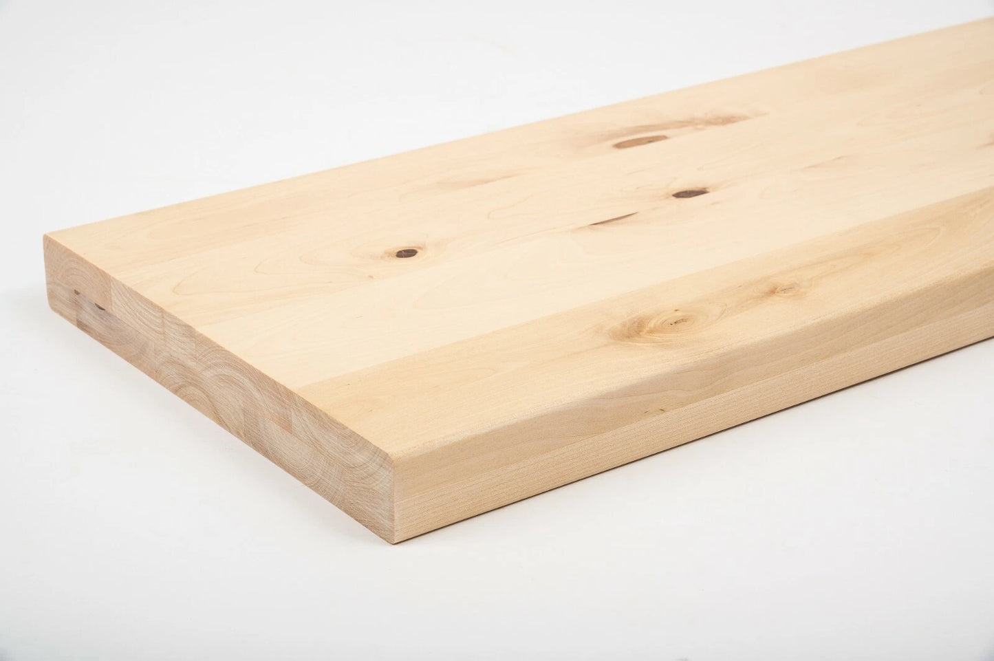 Shelf Stair tread Riser Windowsill Birch Rustic, full stave lamellas, 40 mm, 2-layer, Hard wax oil nature white