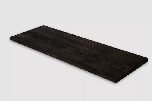 Shelf Stair tread Riser Windowsill Smoked Oak Rustic, full stave lamellas, 16 mm, Black oil