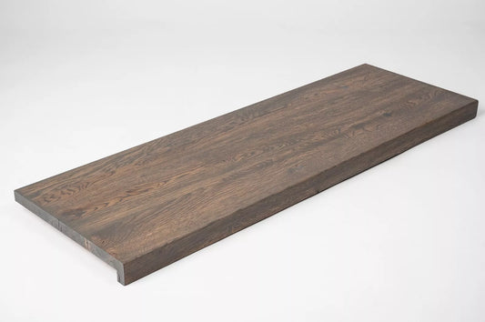 Stair tread Windowsill with overhang Oak Rustic, full stave lamellas, 26 mm, Graphite oil