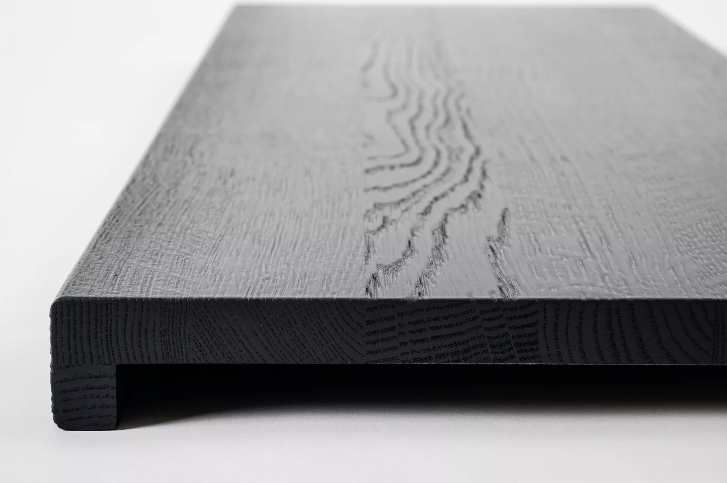 Stair tread Windowsill with overhang Oak A/B, full stave lamellas, 20 mm, Brushed, Anthracite gray lacquered (RAL7016)