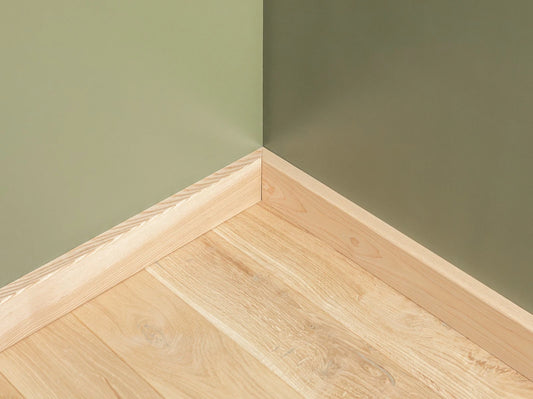 Solid Skirting Board Ash A/B 24x80mm Hard wax oil Natural white 2000 mm with radius 5mm