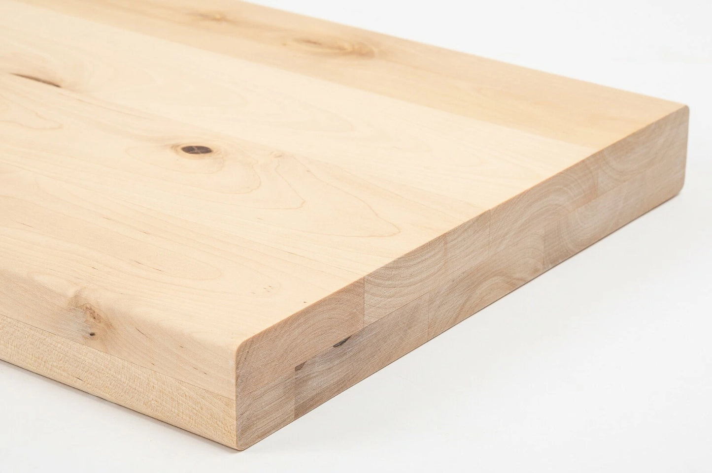 Shelf Stair tread Riser Windowsill Birch Rustic, full stave lamellas, 40 mm, 2-layer, Hard wax oil nature white