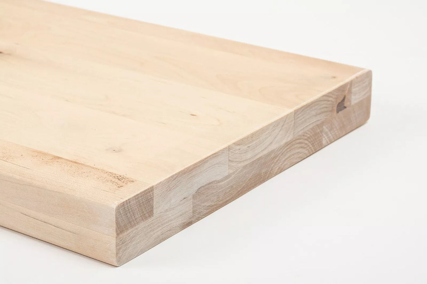 Shelf Stair tread Riser Windowsill Birch Rustic, full stave lamellas, 40 mm, 2-layer, White oil