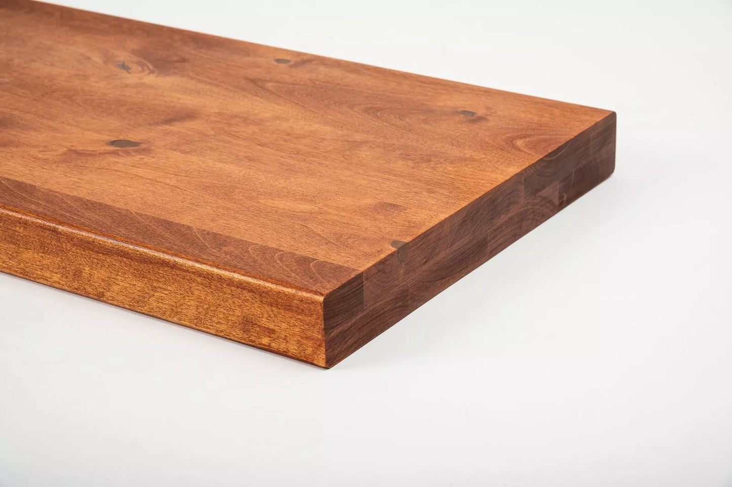 Shelf Stair tread Riser Windowsill Birch Rustic, full stave lamellas, 40 mm, 2-layer, Cherry oil