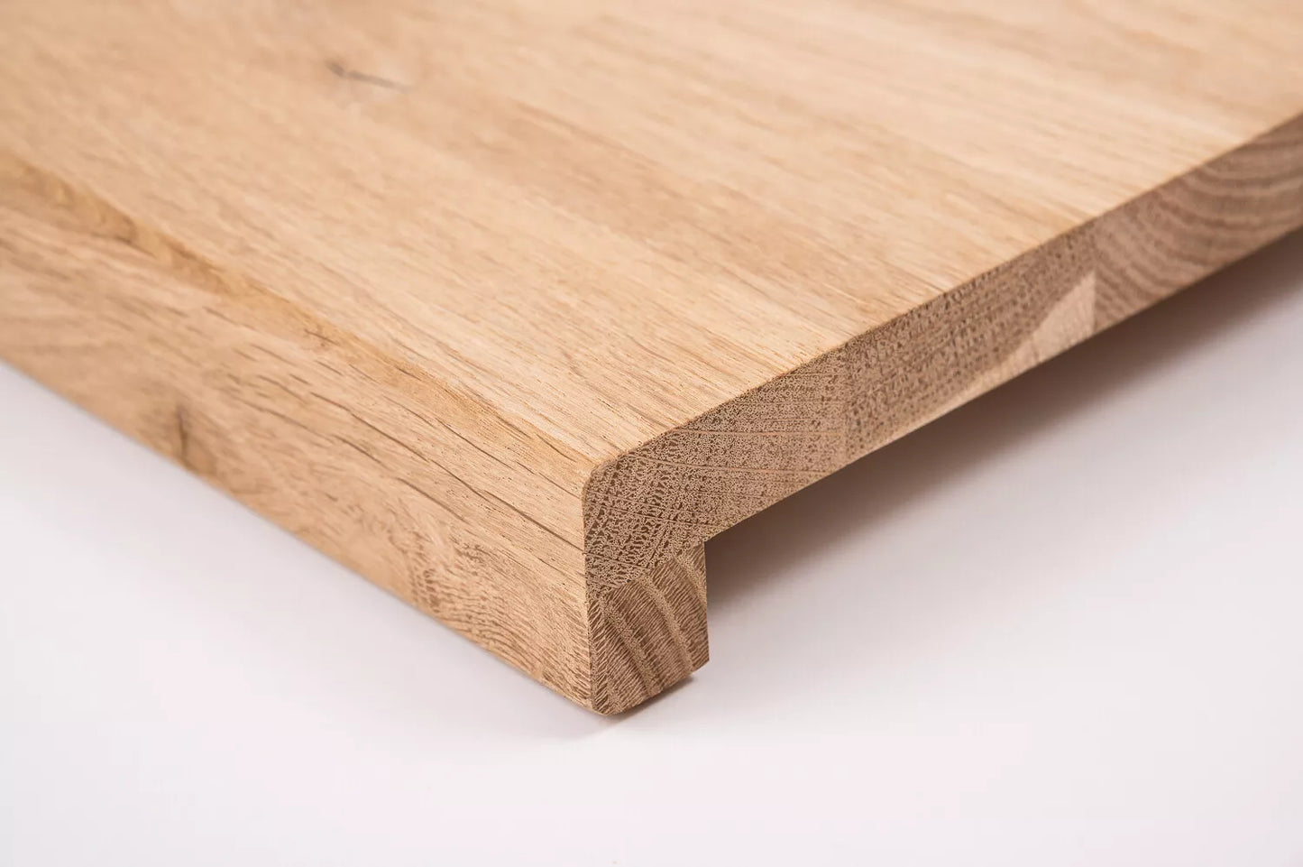 Stair tread Windowsill with overhang Oak Rustic, finger jointed lamellas, 26 mm, Unfinished