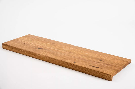 Stair tread Windowsill with overhang Oak Rustic, full stave lamellas, 26 mm, Natural oil