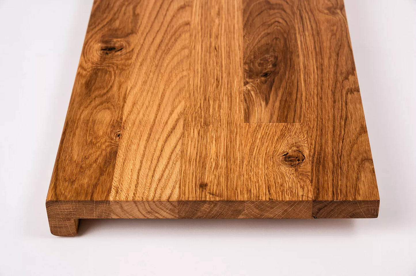 Stair tread Windowsill with overhang Oak Rustic, finger jointed lamellas, 20 mm, Natural oil