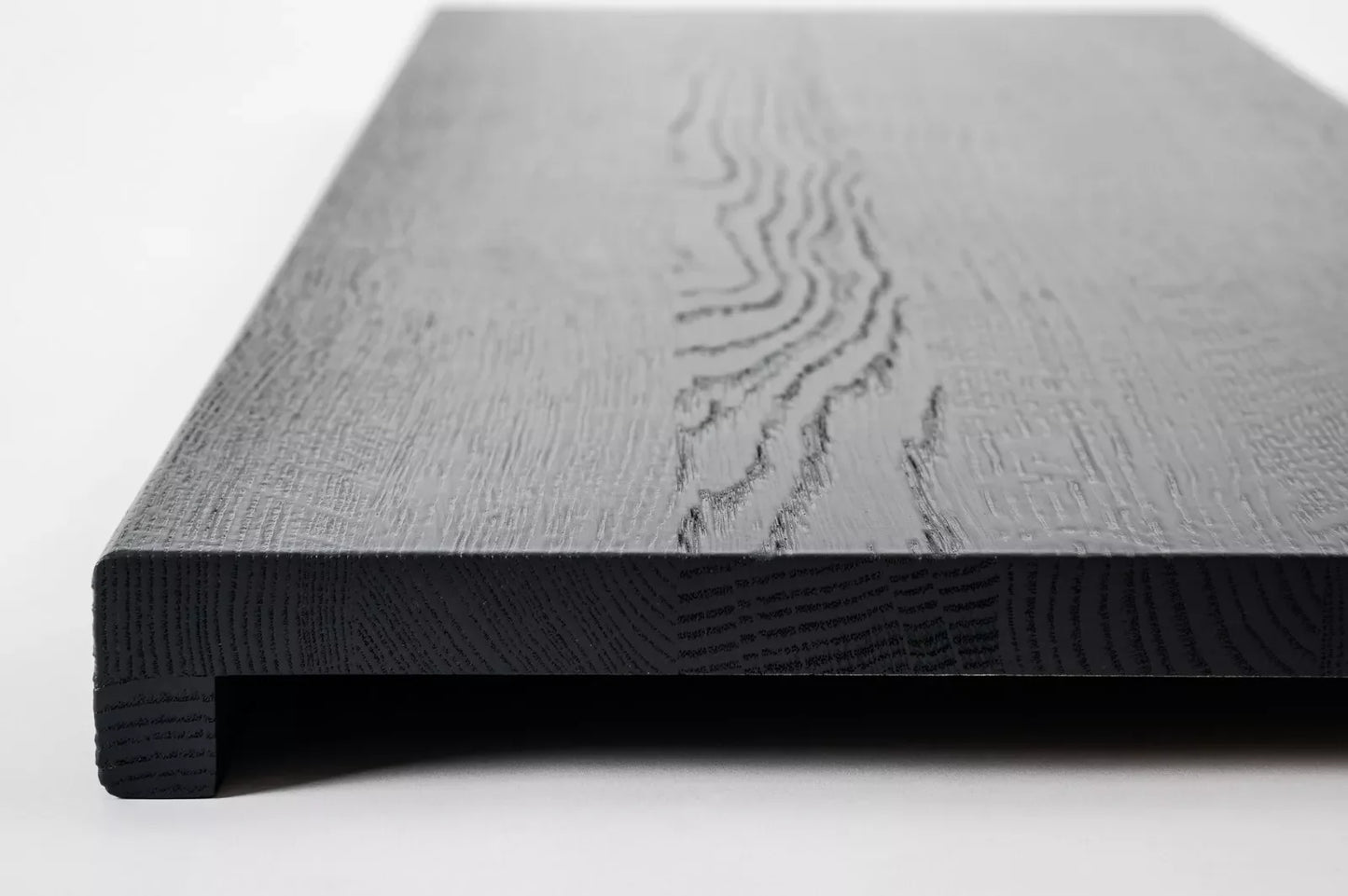 Stair tread Windowsill with overhang Oak A/B, full stave lamellas, 26 mm, Brushed, Anthracite gray lacquered (RAL7016)