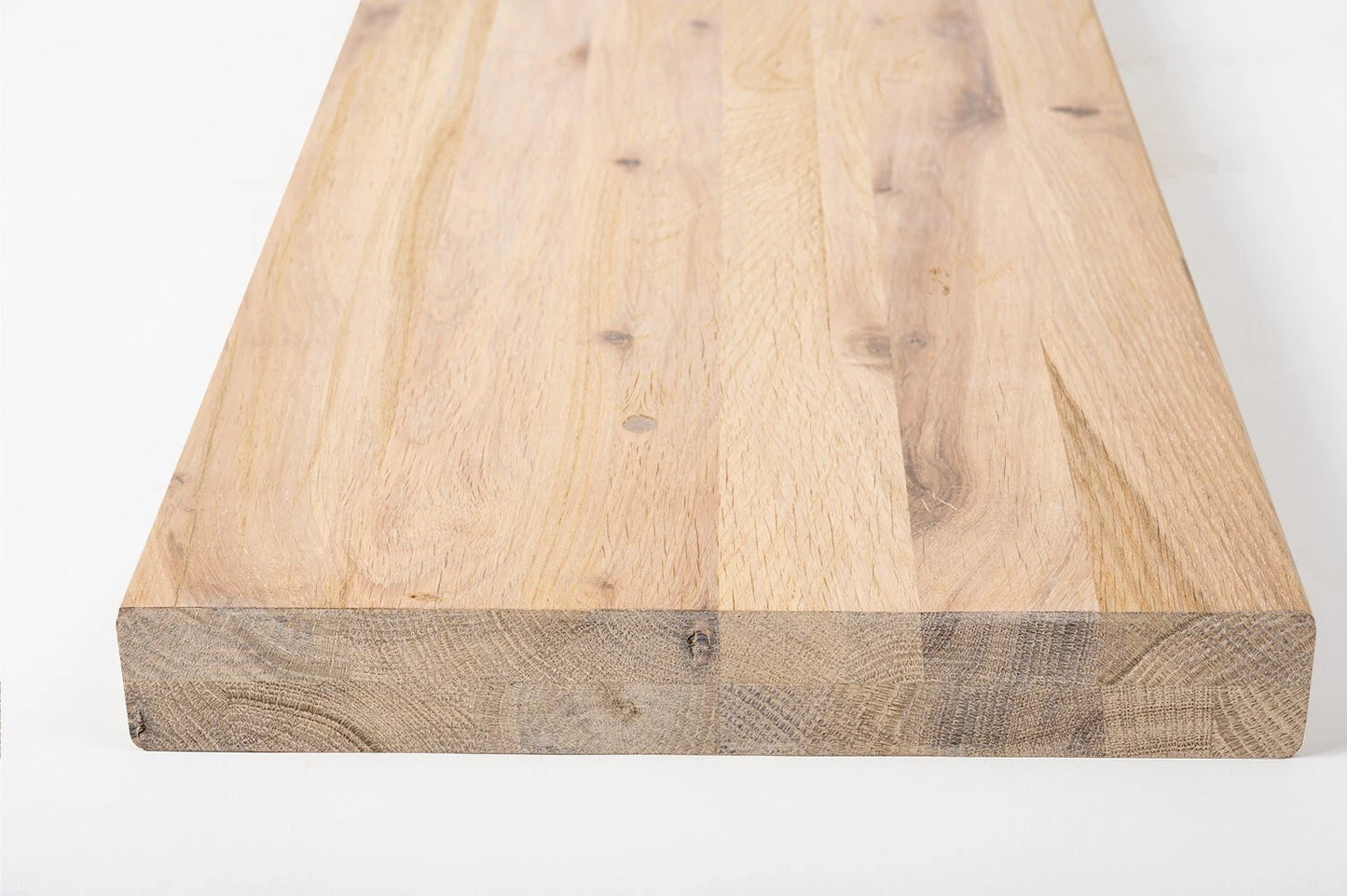Shelf Stair tread Riser Windowsill Oak Rustic, full stave lamellas, 35 mm, 2-layer, White oil