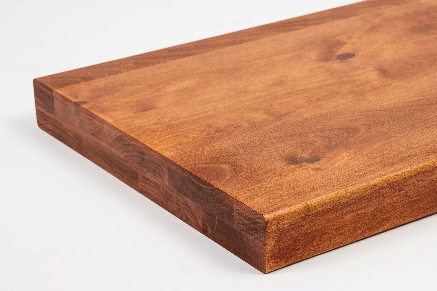 Shelf Stair tread Riser Windowsill Birch Rustic, full stave lamellas, 40 mm, 2-layer, Cherry oil