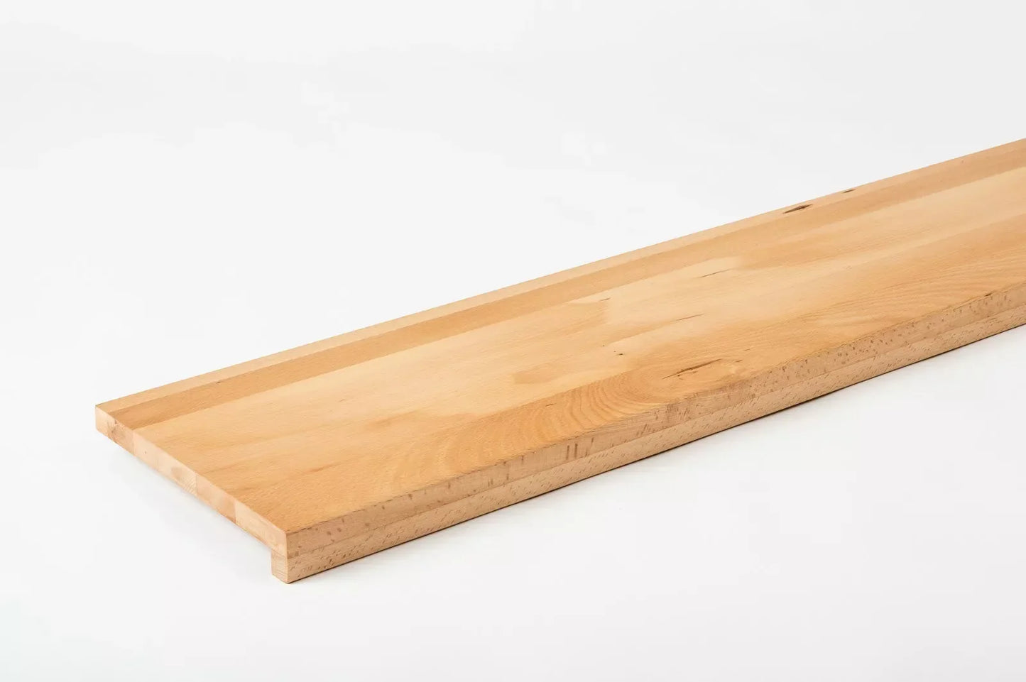 Stair tread Windowsill with overhang Steamed Beech A/B, full stave lamellas, 20 mm, Hard wax oil natur (colourless)