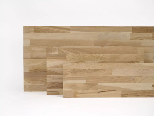 Panneau massif contrecollé DIY Frêne cœur brun A/B, lamelles aboutées de largeur fixe, 26 mm