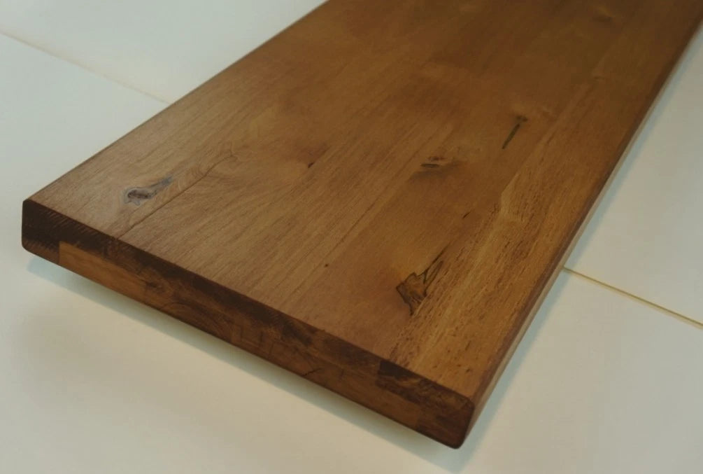 Shelf Stair tread Riser Windowsill Maple Rustic, full stave lamellas, 40 mm, 2-layer, Walnut oil