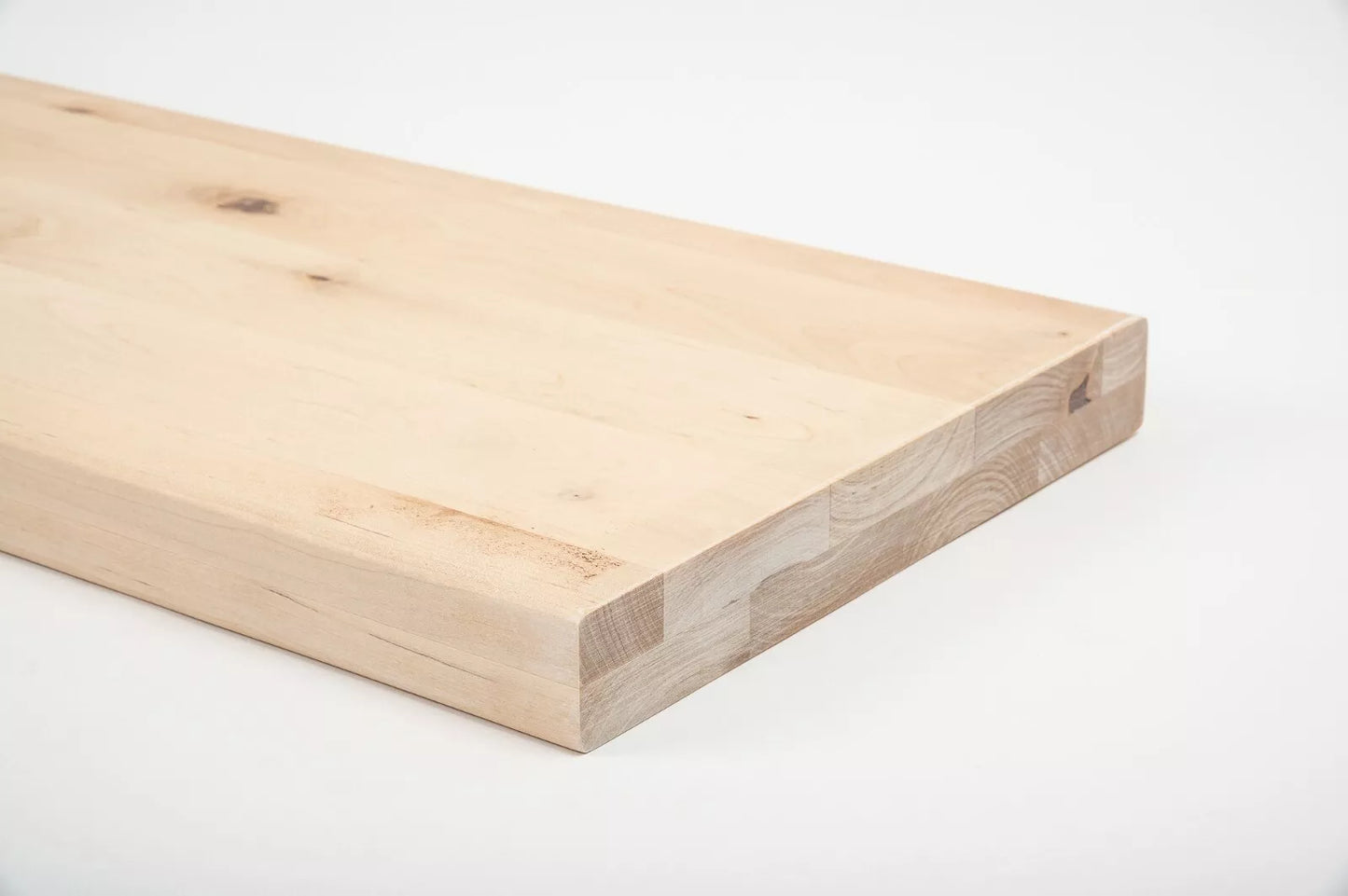 Shelf Stair tread Riser Windowsill Birch Rustic, full stave lamellas, 40 mm, 2-layer, White oil