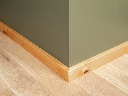 Solid Skirting Board Birch Rustic 24x60mm Natural oil 2000 mm with radius 5mm without filling