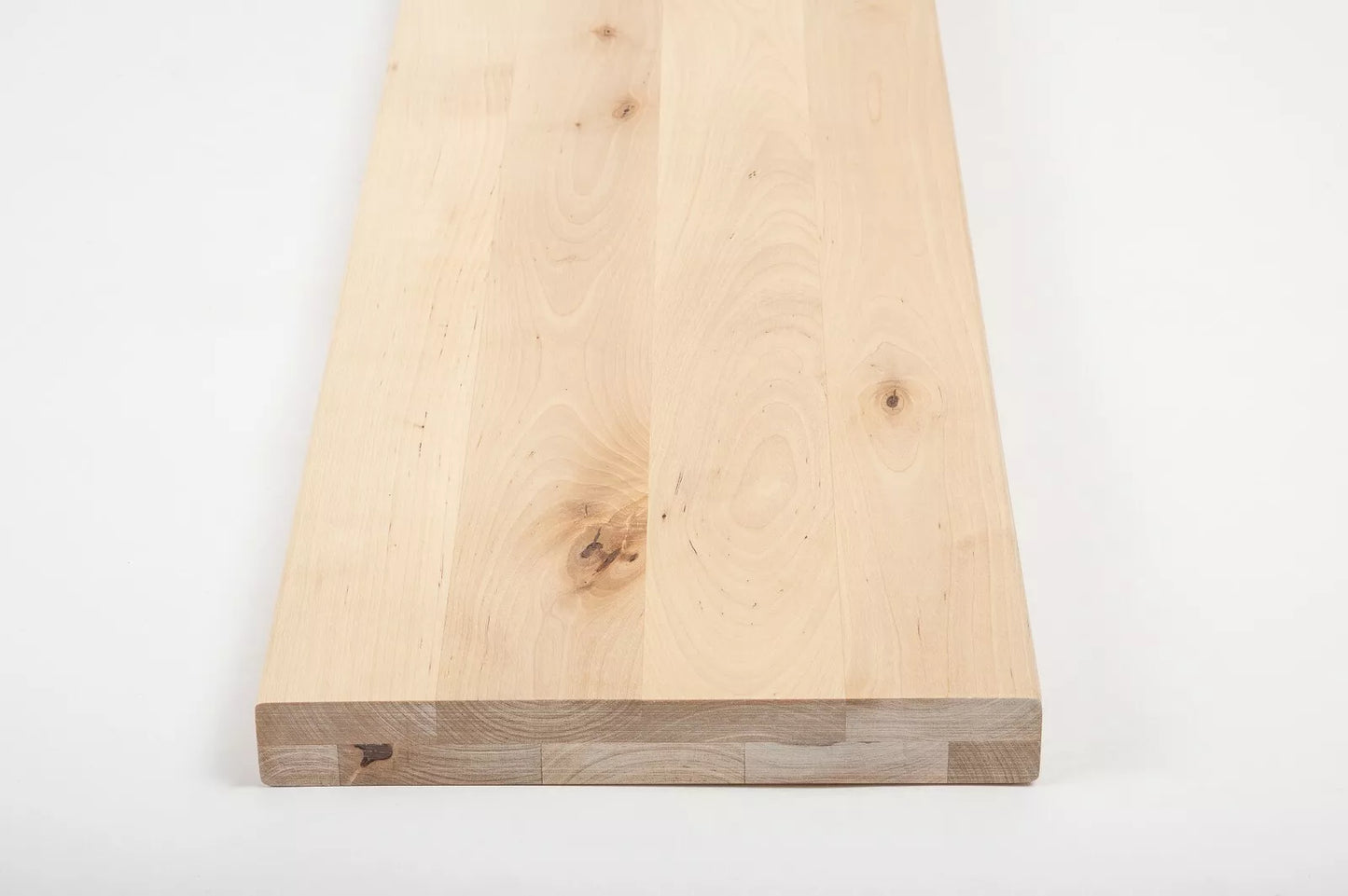 Shelf Stair tread Riser Windowsill Birch Rustic, full stave lamellas, 40 mm, 2-layer, White oil