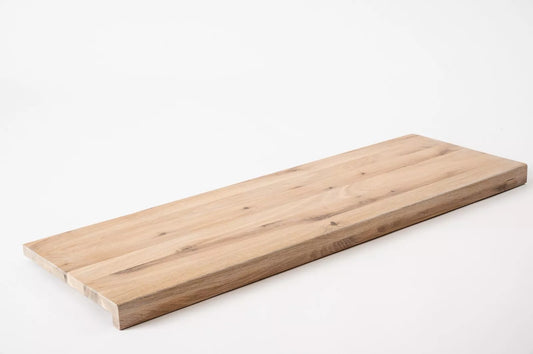 Stair tread Windowsill with overhang Oak Rustic, full stave lamellas, 20 mm, White oil