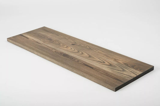Shelf Stair tread Riser Windowsill Ash Rustic, full stave lamellas, 20 mm, Graphite oil