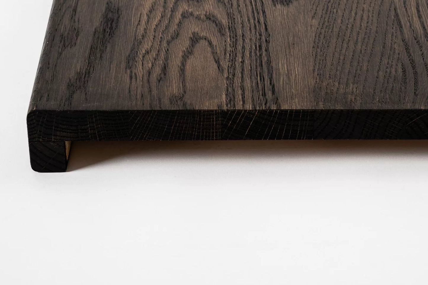Stair tread Windowsill with overhang Oak A/B, full stave lamellas, 16 mm, Black oil