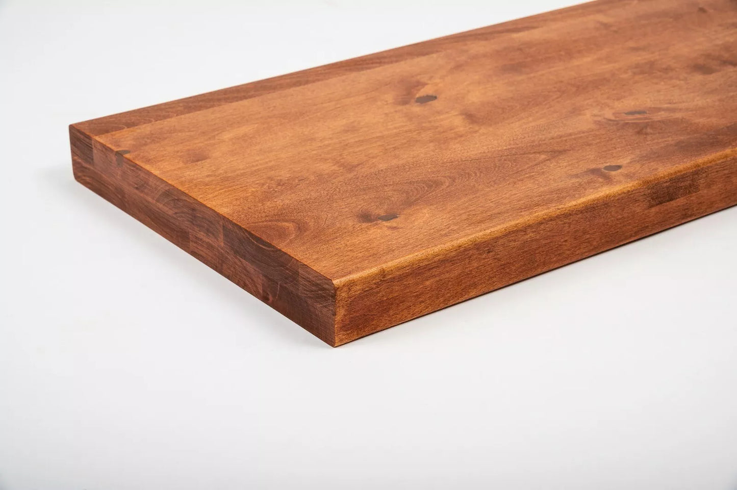 Shelf Stair tread Riser Windowsill Birch Rustic, full stave lamellas, 40 mm, 2-layer, Cherry oil