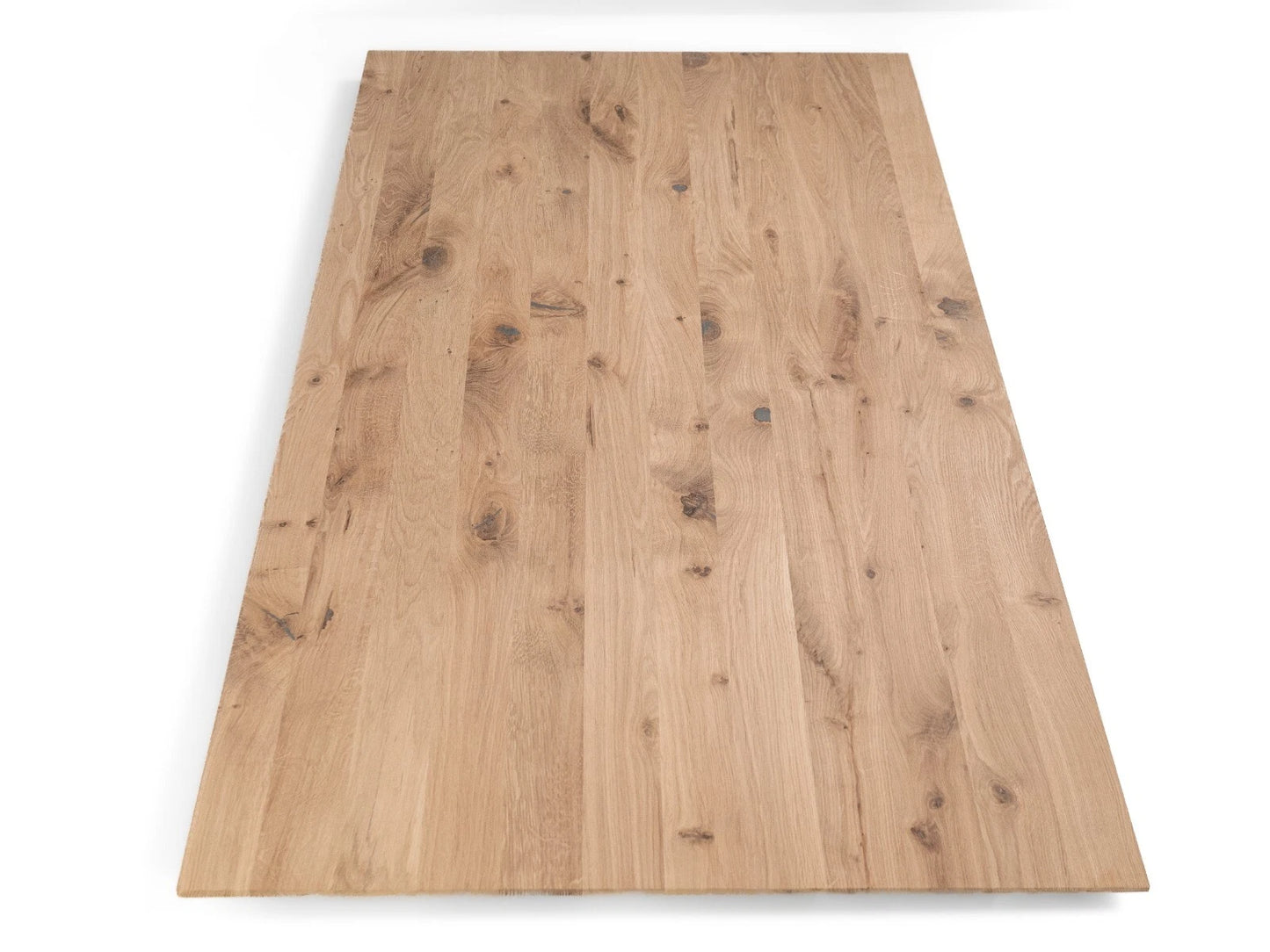 Plan de travail rectangulaire Chêne rustique, lamelles entières, 52 mm, 3 couches, huilé à la cire dure Naturelle Blanc