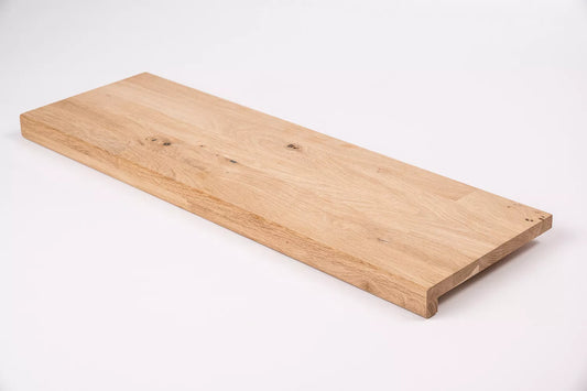 Stair tread Windowsill with overhang Oak Rustic, finger jointed lamellas, 26 mm, Unfinished