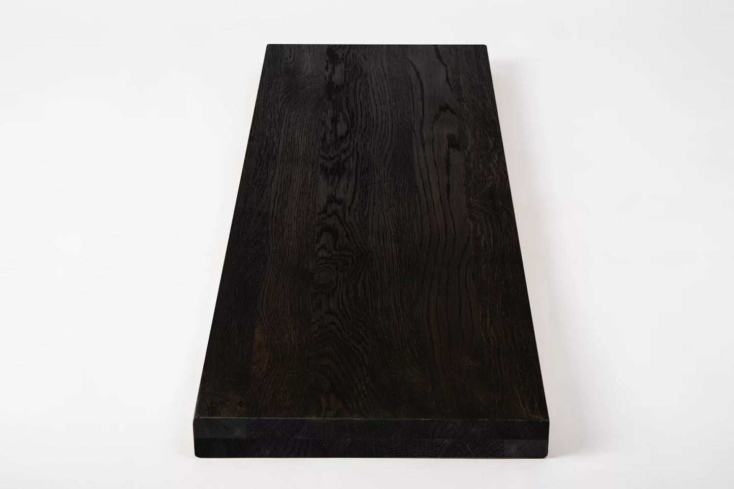 Shelf Stair tread Riser Windowsill Smoked Oak Rustic, full stave lamellas, 40 mm, 2-layer, Black oil