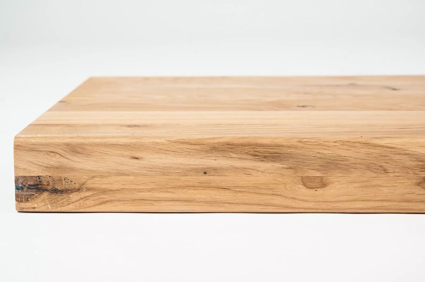 Stair tread Windowsill with overhang Oak Rustic, full stave lamellas, 26 mm, Hard wax oil Natural white