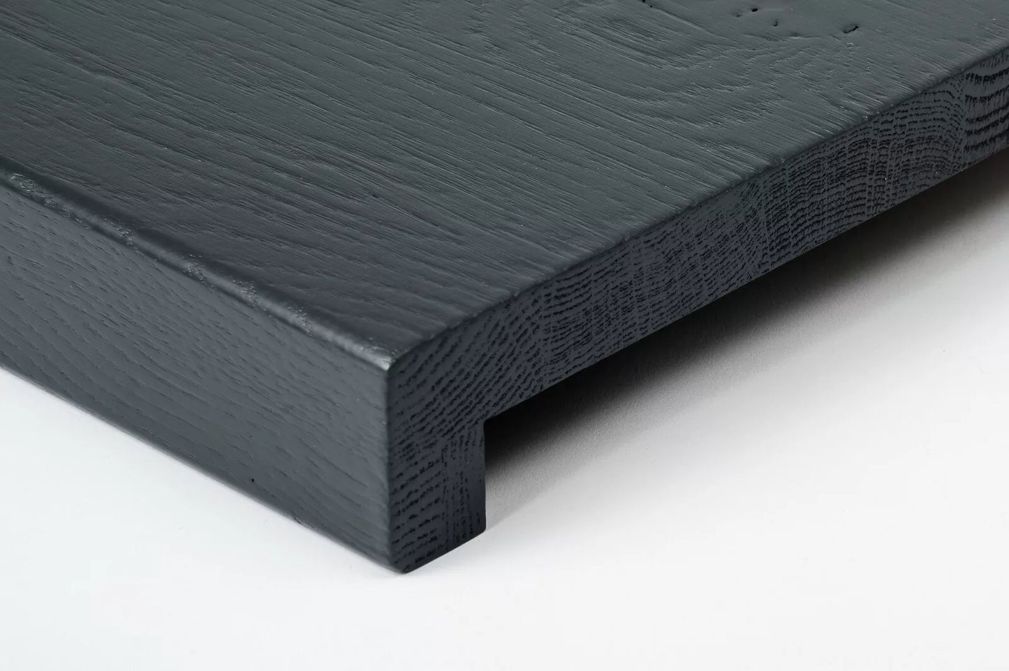Stair tread Windowsill with overhang Oak Rustic, finger jointed lamellas, 20 mm, Brushed, Anthracite gray lacquered (RAL7016)