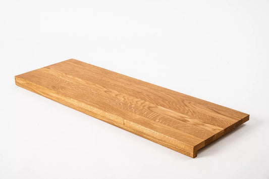 Stair tread Windowsill with overhang Oak A/B, full stave lamellas, 16 mm, Natural oil
