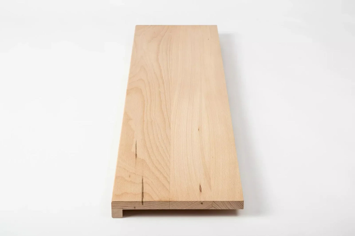 Stair tread Windowsill with overhang Steamed Beech A/B, full stave lamellas, 20 mm, Unfinished