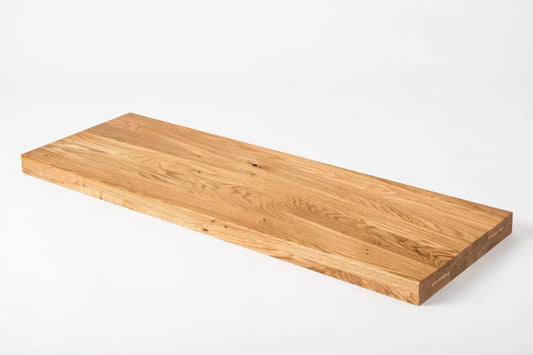 Shelf Stair tread Riser Windowsill Oak Rustic, full stave lamellas, 40 mm, 2-layer, Matte lacquered