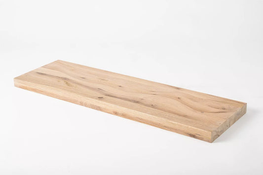 Shelf Stair tread Riser Windowsill Oak Rustic, full stave lamellas, 40 mm, 2-layer, White oil