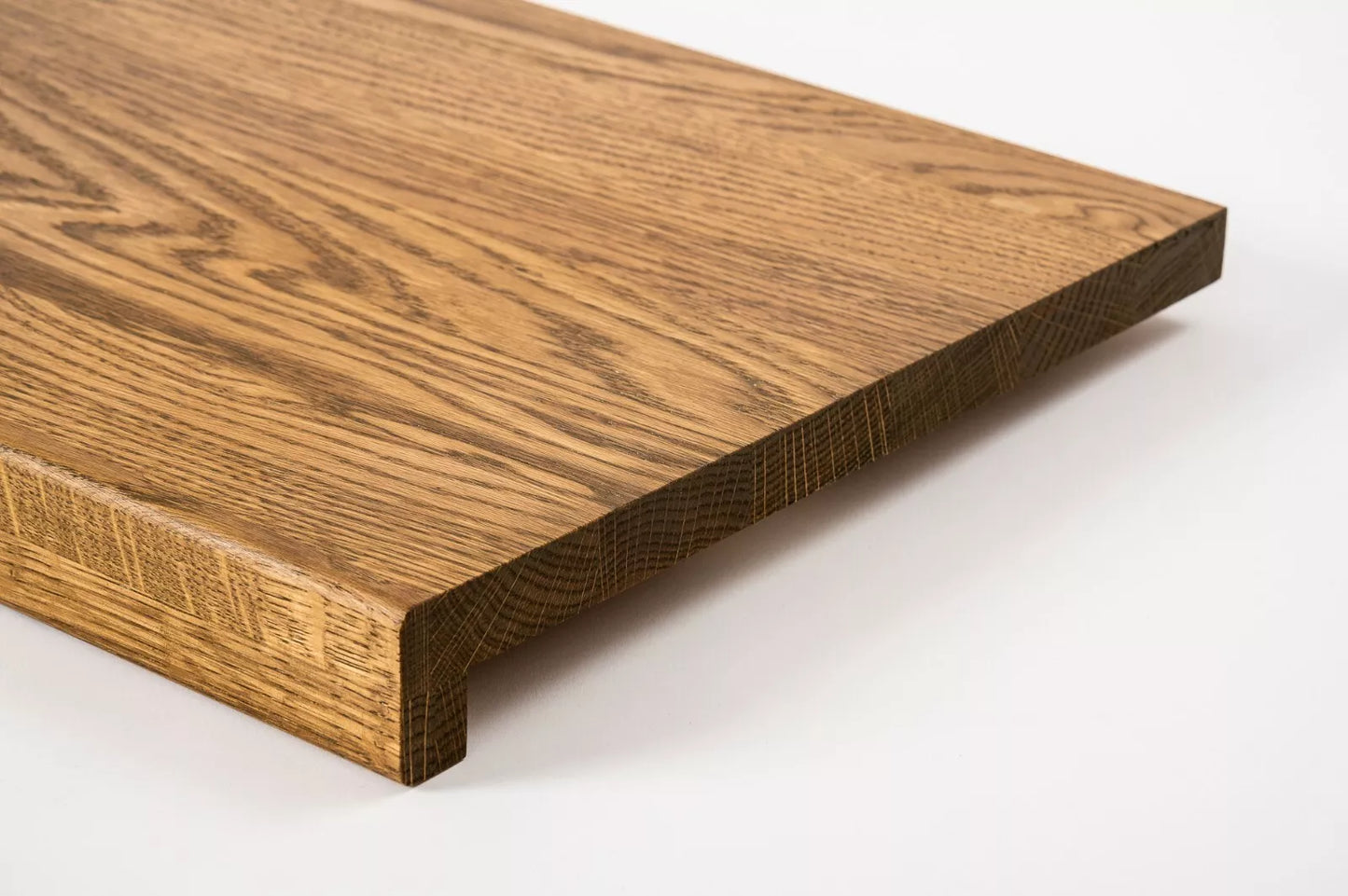Stair tread Windowsill with overhang Oak A/B, full stave lamellas, 16 mm, Antique oil