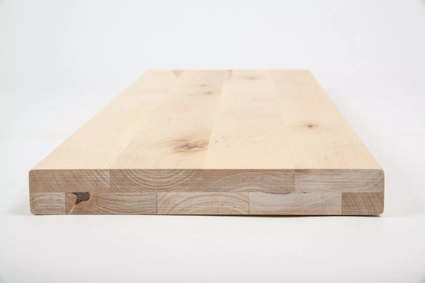 Shelf Stair tread Riser Windowsill Birch Rustic, full stave lamellas, 40 mm, 2-layer, White oil