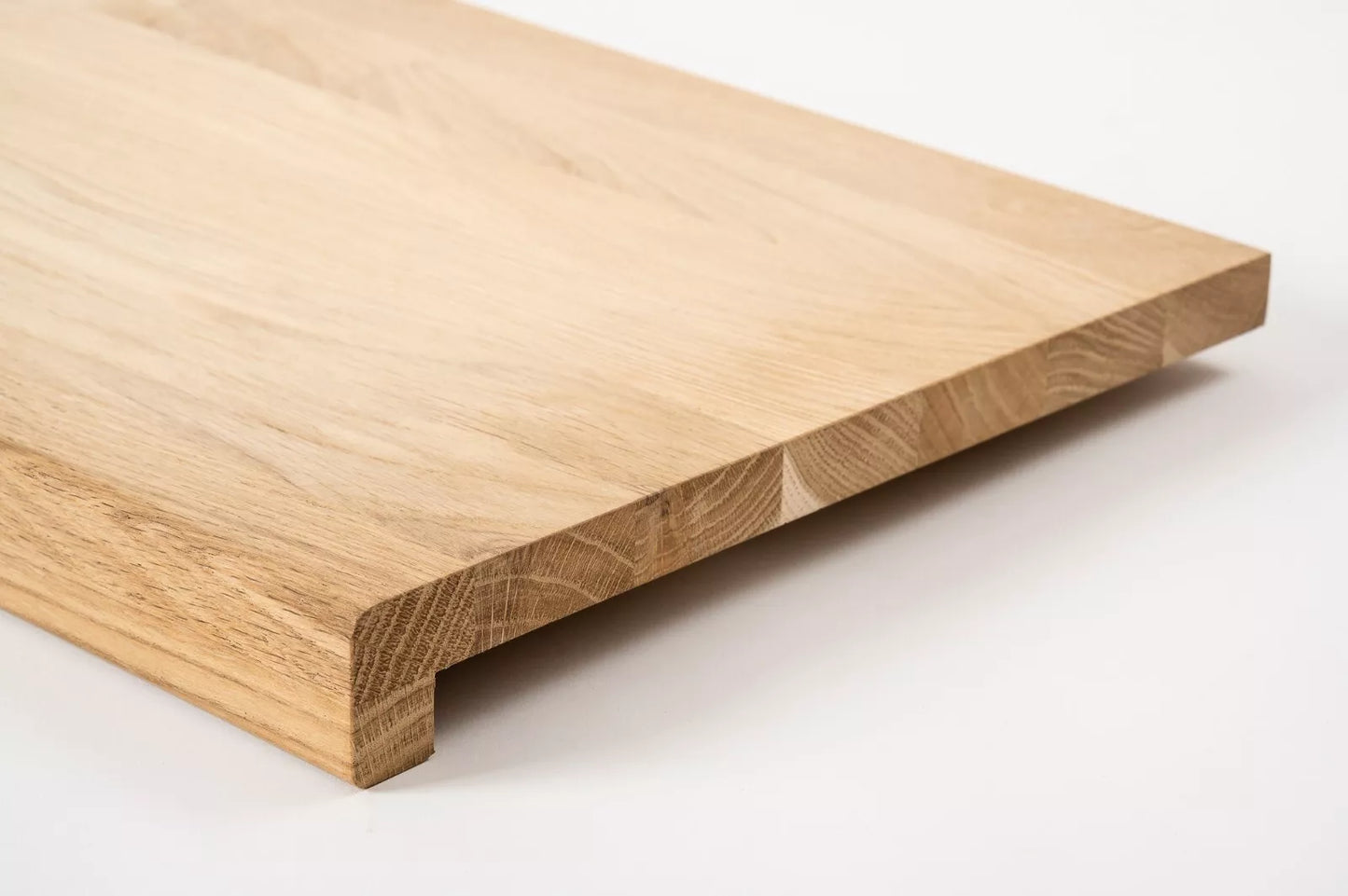 Stair tread Windowsill with overhang Oak A/B, full stave lamellas, 20 mm, Unfinished