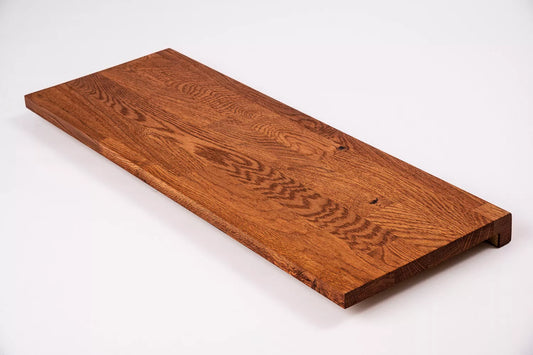 Stair tread Windowsill with overhang Oak Rustic, finger jointed lamellas, 20 mm, Cherry oil
